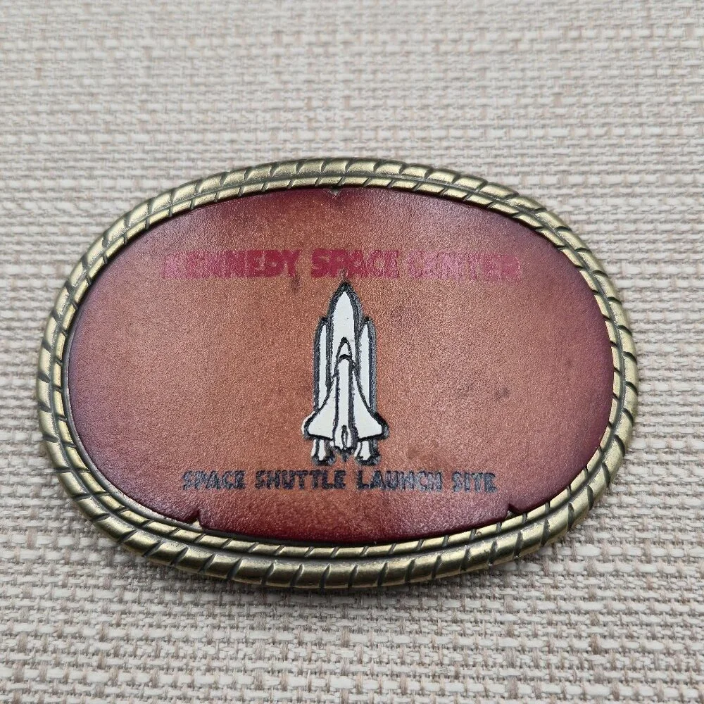 Leather Face Kennedy Space Center Vintage Belt Buckle B889 - Picture 1 of 6
